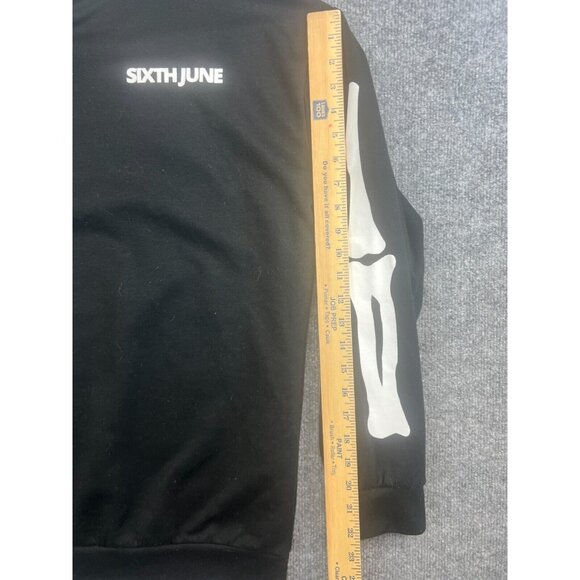 Sixth June Sweatshirt Men's Small Black Skelton Bone Print Double Side Crew Neck - Picture 5 of 7